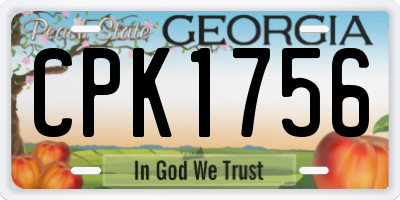 GA license plate CPK1756