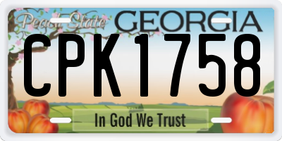 GA license plate CPK1758