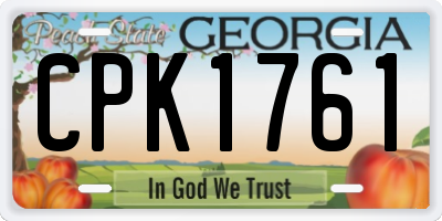 GA license plate CPK1761