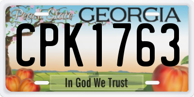 GA license plate CPK1763