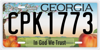 GA license plate CPK1773