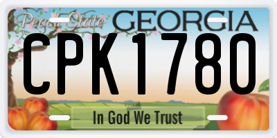GA license plate CPK1780