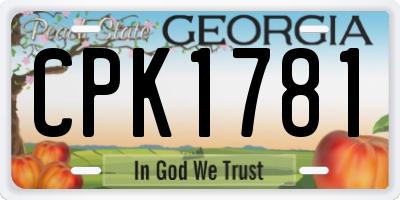 GA license plate CPK1781