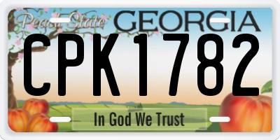 GA license plate CPK1782
