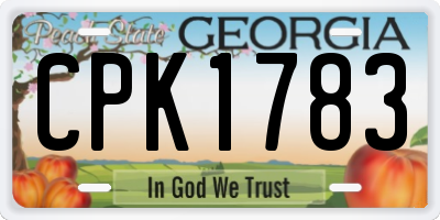 GA license plate CPK1783