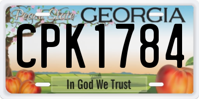 GA license plate CPK1784