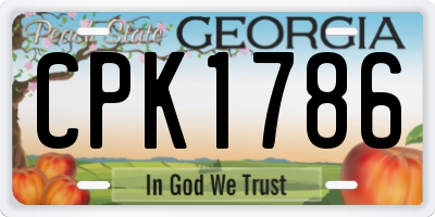 GA license plate CPK1786
