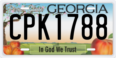 GA license plate CPK1788