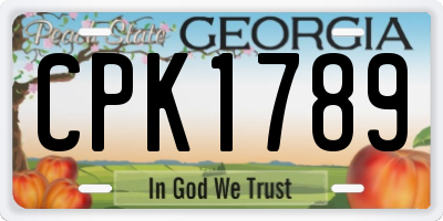 GA license plate CPK1789