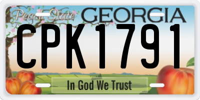 GA license plate CPK1791