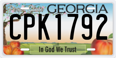 GA license plate CPK1792