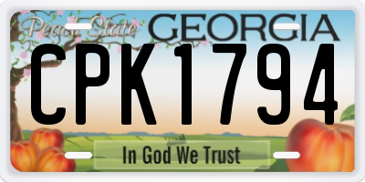GA license plate CPK1794