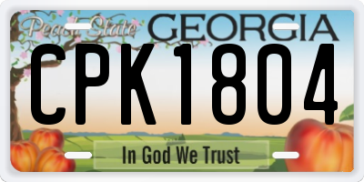 GA license plate CPK1804