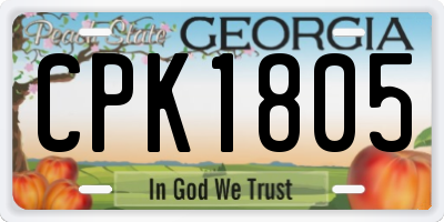GA license plate CPK1805