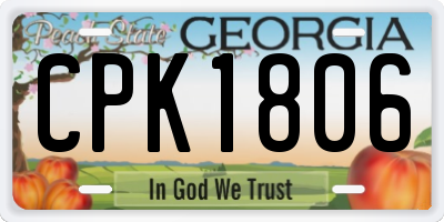 GA license plate CPK1806