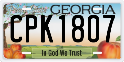 GA license plate CPK1807