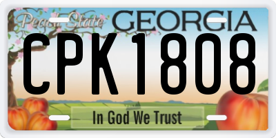 GA license plate CPK1808