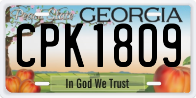 GA license plate CPK1809