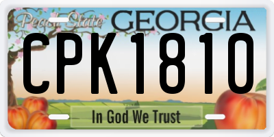 GA license plate CPK1810