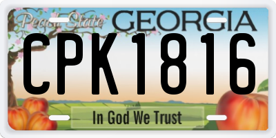 GA license plate CPK1816