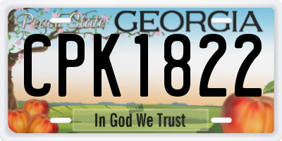 GA license plate CPK1822