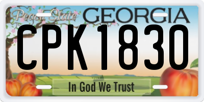 GA license plate CPK1830