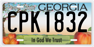 GA license plate CPK1832