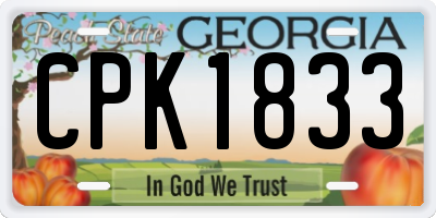 GA license plate CPK1833