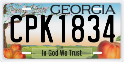 GA license plate CPK1834