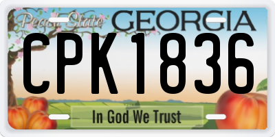 GA license plate CPK1836