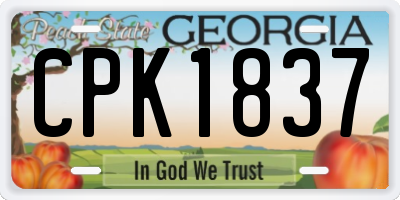 GA license plate CPK1837