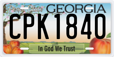 GA license plate CPK1840