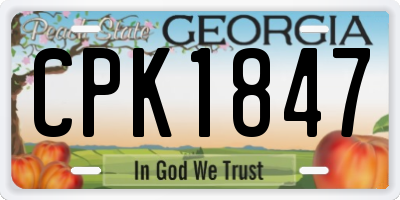 GA license plate CPK1847