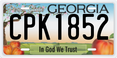 GA license plate CPK1852