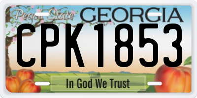 GA license plate CPK1853