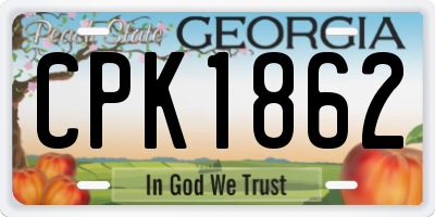 GA license plate CPK1862
