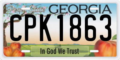 GA license plate CPK1863