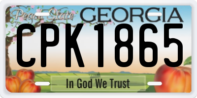GA license plate CPK1865