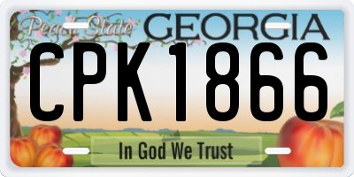 GA license plate CPK1866