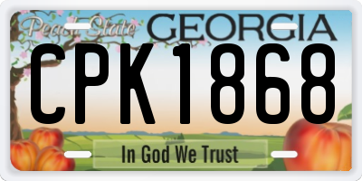 GA license plate CPK1868
