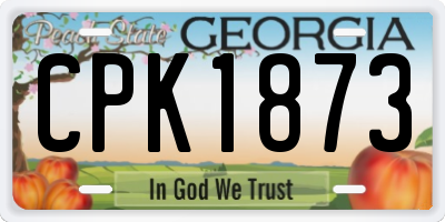 GA license plate CPK1873