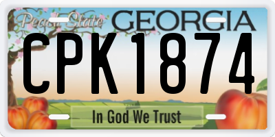 GA license plate CPK1874