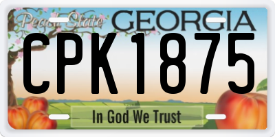 GA license plate CPK1875