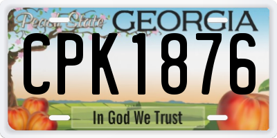 GA license plate CPK1876