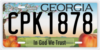 GA license plate CPK1878