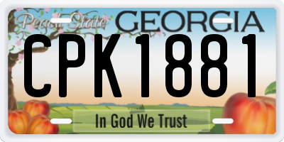 GA license plate CPK1881
