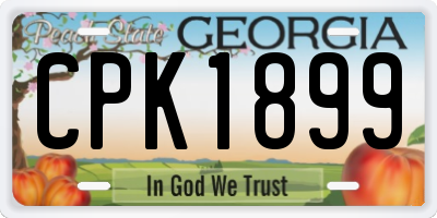 GA license plate CPK1899