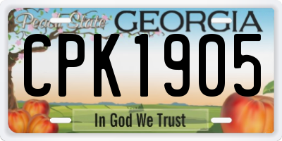 GA license plate CPK1905