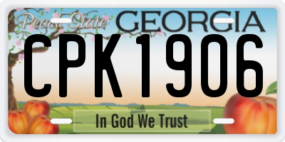 GA license plate CPK1906