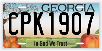 GA license plate CPK1907